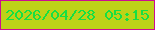 文字の大きさ：4、枠の色：cd0c92、背景の色：bdd218、文字の色：16df43 無料ブログパーツのブログ時計