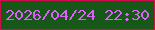 文字の大きさ：3、枠の色：cd104a、背景の色：175718、文字の色：de5ffc 無料ブログパーツのブログ時計
