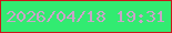 文字の大きさ：1、枠の色：cd151a、背景の色：32eb71、文字の色：cba3c9 無料ブログパーツのブログ時計