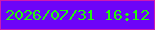 文字の大きさ：1、枠の色：cd1ab1、背景の色：6d04f8、文字の色：23f80a 無料ブログパーツのブログ時計