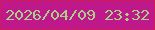 文字の大きさ：2、枠の色：cd1b5b、背景の色：be188a、文字の色：a6d186 無料ブログパーツのブログ時計
