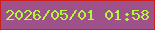 文字の大きさ：4、枠の色：cd1e1a、背景の色：9f528a、文字の色：b3f73e 無料ブログパーツのブログ時計