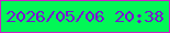 文字の大きさ：3、枠の色：cd1fc8、背景の色：02f756、文字の色：7812d4 無料ブログパーツのブログ時計