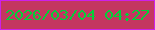 文字の大きさ：2、枠の色：cd20ea、背景の色：c43660、文字の色：02d039 無料ブログパーツのブログ時計