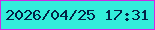 文字の大きさ：5、枠の色：cd2ae4、背景の色：33eddb、文字の色：022146 無料ブログパーツのブログ時計