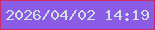 文字の大きさ：4、枠の色：cd2c64、背景の色：8c5be6、文字の色：cfe1de 無料ブログパーツのブログ時計