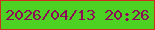 文字の大きさ：2、枠の色：cd3021、背景の色：4dd223、文字の色：8e0958 無料ブログパーツのブログ時計