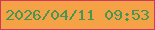 文字の大きさ：5、枠の色：cd3760、背景の色：f5a247、文字の色：479454 無料ブログパーツのブログ時計