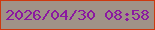 文字の大きさ：1、枠の色：cd390f、背景の色：a09287、文字の色：8b18a0 無料ブログパーツのブログ時計