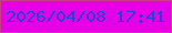 文字の大きさ：2、枠の色：cd3a88、背景の色：e600e8、文字の色：2642d0 無料ブログパーツのブログ時計