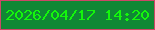 文字の大きさ：5、枠の色：cd4768、背景の色：108835、文字の色：14f60c 無料ブログパーツのブログ時計