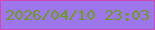 文字の大きさ：4、枠の色：cd4ab5、背景の色：9d76eb、文字の色：6c9d1b 無料ブログパーツのブログ時計