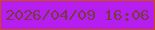 文字の大きさ：2、枠の色：cd4c0b、背景の色：b51eee、文字の色：763a3f 無料ブログパーツのブログ時計