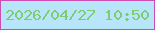 文字の大きさ：2、枠の色：cd4eb2、背景の色：b8e5fa、文字の色：7dcc71 無料ブログパーツのブログ時計