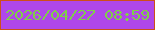 文字の大きさ：2、枠の色：cd4f1a、背景の色：af47ea、文字の色：7fce49 無料ブログパーツのブログ時計