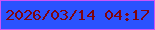 文字の大きさ：4、枠の色：cd54f8、背景の色：2b52fe、文字の色：7f050f 無料ブログパーツのブログ時計