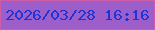 文字の大きさ：5、枠の色：cd5da8、背景の色：9e5ec9、文字の色：1e34d8 無料ブログパーツのブログ時計