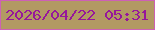 文字の大きさ：4、枠の色：cd60b5、背景の色：b29963、文字の色：96179b 無料ブログパーツのブログ時計