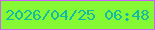 文字の大きさ：1、枠の色：cd60ff、背景の色：85fa34、文字の色：16b9a4 無料ブログパーツのブログ時計