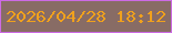文字の大きさ：2、枠の色：cd6ae4、背景の色：886c65、文字の色：f0a11d 無料ブログパーツのブログ時計