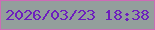 文字の大きさ：3、枠の色：cd6cb6、背景の色：939f9c、文字の色：6d1fbd 無料ブログパーツのブログ時計