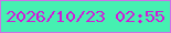 文字の大きさ：4、枠の色：cd72e7、背景の色：46f0b1、文字の色：cf1bd8 無料ブログパーツのブログ時計