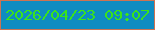 文字の大きさ：4、枠の色：cd7352、背景の色：0f8cc1、文字の色：3ae31c 無料ブログパーツのブログ時計