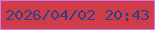 文字の大きさ：3、枠の色：cd7bec、背景の色：d13c4b、文字の色：304086 無料ブログパーツのブログ時計
