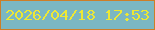 文字の大きさ：5、枠の色：cd7e27、背景の色：7bb7c2、文字の色：ede834 無料ブログパーツのブログ時計