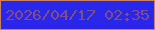 文字の大きさ：2、枠の色：cd7f66、背景の色：2a26eb、文字の色：814e7f 無料ブログパーツのブログ時計