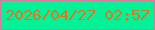 文字の大きさ：3、枠の色：cd809a、背景の色：03f297、文字の色：da7722 無料ブログパーツのブログ時計