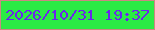 文字の大きさ：5、枠の色：cd8783、背景の色：2beb45、文字の色：6b25ec 無料ブログパーツのブログ時計