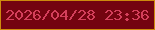 文字の大きさ：4、枠の色：cd8b0d、背景の色：740410、文字の色：d43f5b 無料ブログパーツのブログ時計