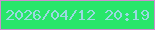 文字の大きさ：5、枠の色：cd8ecf、背景の色：28e66a、文字の色：9ad9e1 無料ブログパーツのブログ時計