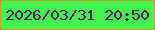 文字の大きさ：5、枠の色：cd9c27、背景の色：45f54f、文字の色：5f196a 無料ブログパーツのブログ時計