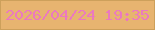文字の大きさ：5、枠の色：cda05b、背景の色：e7b470、文字の色：eb79bf 無料ブログパーツのブログ時計