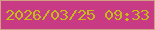 文字の大きさ：4、枠の色：cda181、背景の色：c93a84、文字の色：c5ba1a 無料ブログパーツのブログ時計