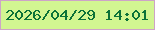 文字の大きさ：5、枠の色：cda4c7、背景の色：d2f691、文字の色：0b7238 無料ブログパーツのブログ時計