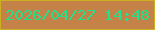 文字の大きさ：5、枠の色：cdaf23、背景の色：c48148、文字の色：22e18b 無料ブログパーツのブログ時計