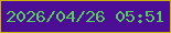 文字の大きさ：2、枠の色：cdb109、背景の色：4b0e94、文字の色：59ca5e 無料ブログパーツのブログ時計