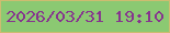 文字の大きさ：4、枠の色：cdbc70、背景の色：8bc972、文字の色：86358e 無料ブログパーツのブログ時計