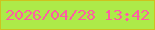 文字の大きさ：4、枠の色：cdc21f、背景の色：adea49、文字の色：fd5ea3 無料ブログパーツのブログ時計