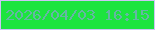 文字の大きさ：5、枠の色：cdc5f5、背景の色：1ce43f、文字の色：65b6a4 無料ブログパーツのブログ時計