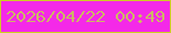 文字の大きさ：5、枠の色：cdce23、背景の色：f429e8、文字の色：cdb665 無料ブログパーツのブログ時計