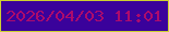 文字の大きさ：2、枠の色：cdd130、背景の色：3a029b、文字の色：ac0b6c 無料ブログパーツのブログ時計