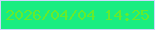 文字の大きさ：2、枠の色：cdd8fd、背景の色：19ed81、文字の色：65eb2c 無料ブログパーツのブログ時計