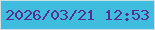 文字の大きさ：2、枠の色：cde1e7、背景の色：40bcde、文字の色：543091 無料ブログパーツのブログ時計