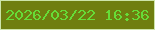 文字の大きさ：1、枠の色：cde4a9、背景の色：6f7e0f、文字の色：66dc37 無料ブログパーツのブログ時計