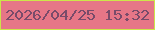文字の大きさ：5、枠の色：cde54a、背景の色：e67687、文字の色：794b6a 無料ブログパーツのブログ時計