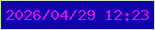 文字の大きさ：2、枠の色：cde5bd、背景の色：1003a9、文字の色：cc13eb 無料ブログパーツのブログ時計
